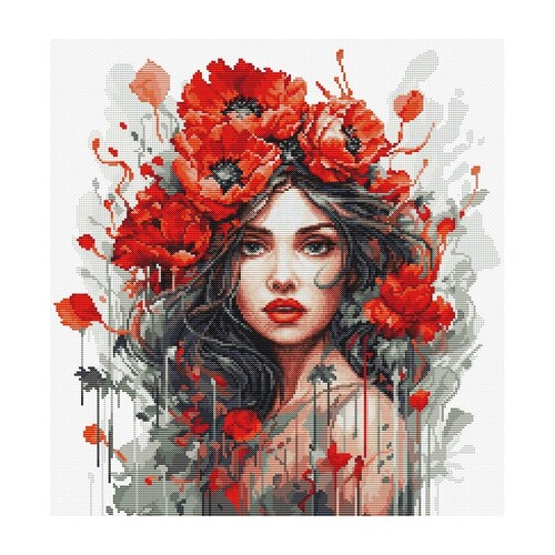 Дівчина з маками Набір для вишивання хрестиком Luca-S BU5063