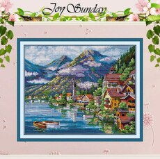 JoySunday  Набір для вишивання Alpine Village з нанесеною на канву схемою