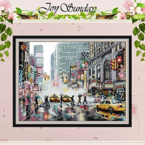 JoySunday  Набір для вишивання New York з нанесеною на канву схемою