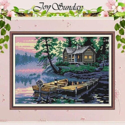 JoySunday  Набір для вишивання Waterfront Home з нанесеною на канву схемою