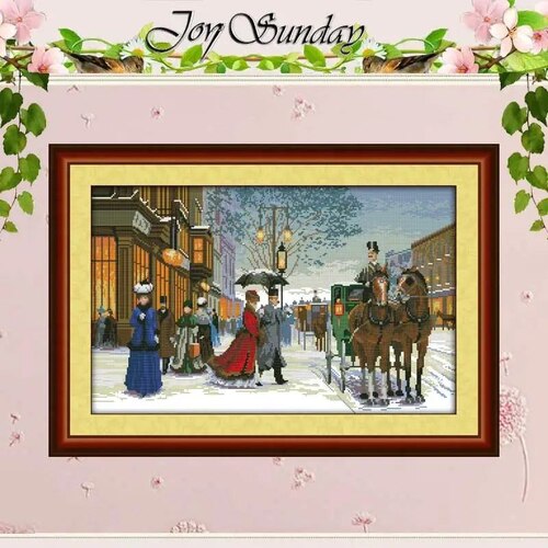 JoySunday  Набір для вишивання Twilight In Foreign Country з нанесеною на канву схемою