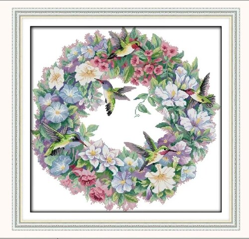 JoySunday  Набір для вишивання Вінок The Art Of Hummingbird з нанесеною на канву схемою