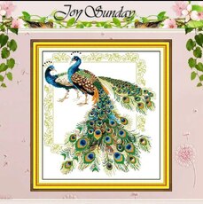 JoySunday  Набір для вишивання Lucky Peacocks з нанесеною на канву схемою