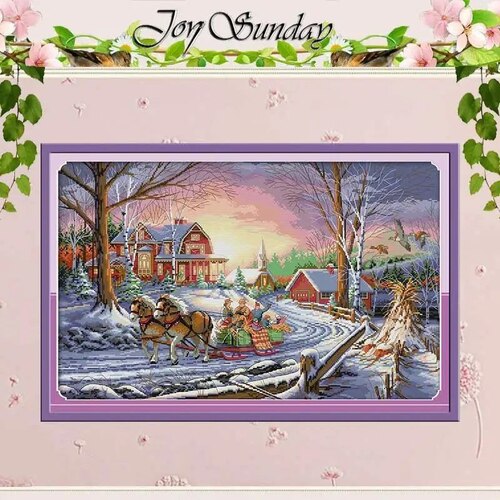 JoySunday  Набір для вишивання Winter Travel з нанесеною на канву схемою