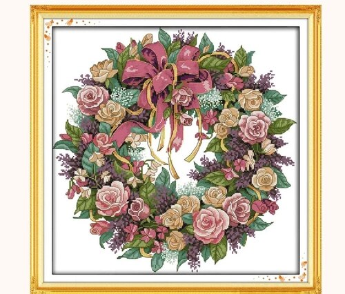 JoySunday  Набір для вишивання Вінок A Wreath Of Rose's з нанесеною на канву схемою