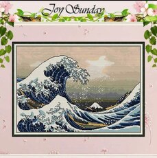 JoySunday  Набір для вишивання The Great Wave of Kanagawa з нанесеною на канву схемою