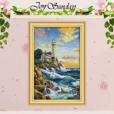 JoySunday  Набір для вишивання The Lighthouse з нанесеною на канву схемою